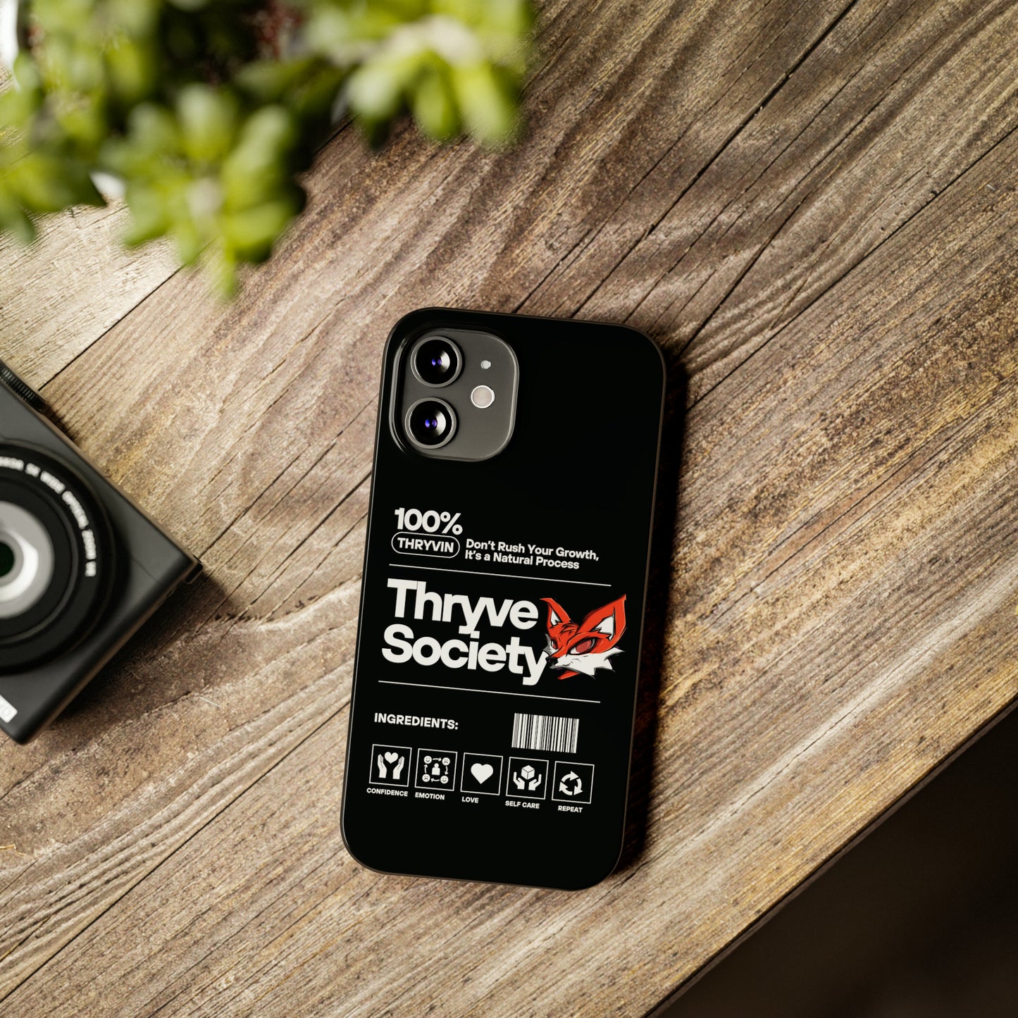 Thryve Black Slim Phone Cases