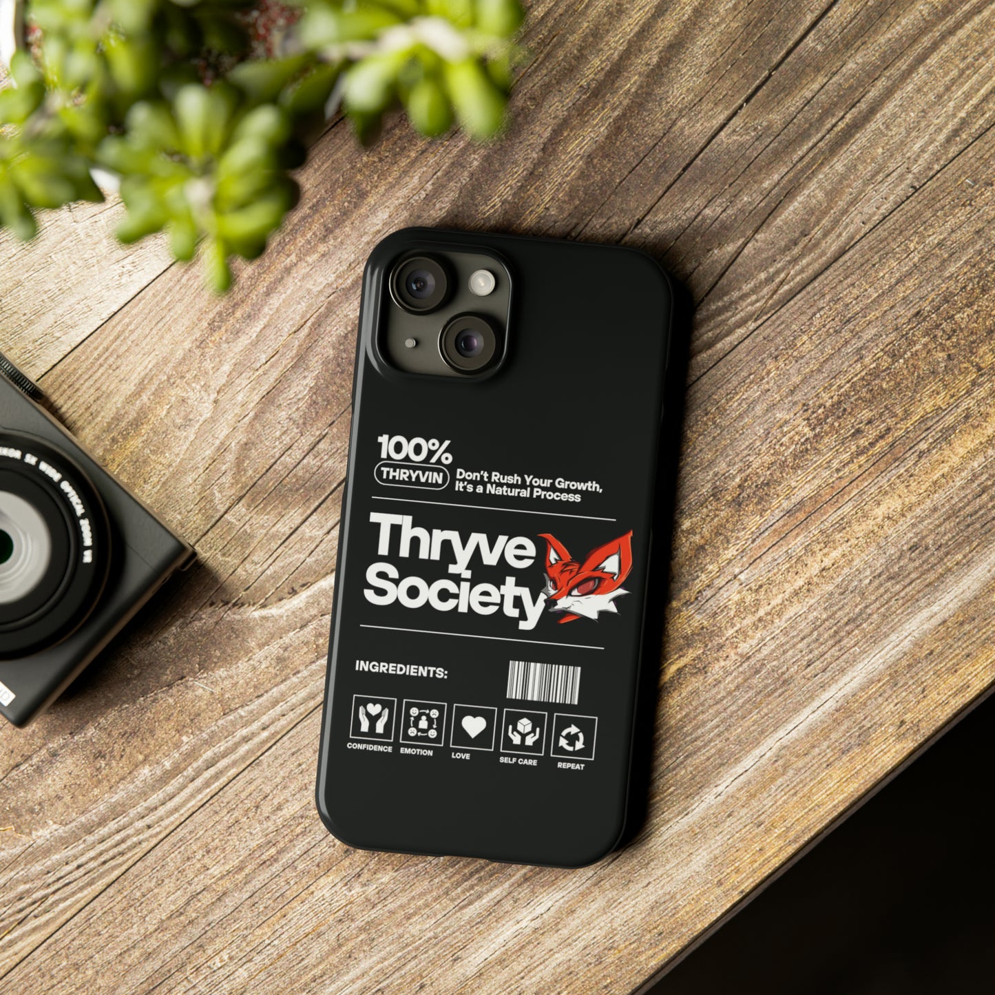 Thryve Black Slim Phone Cases