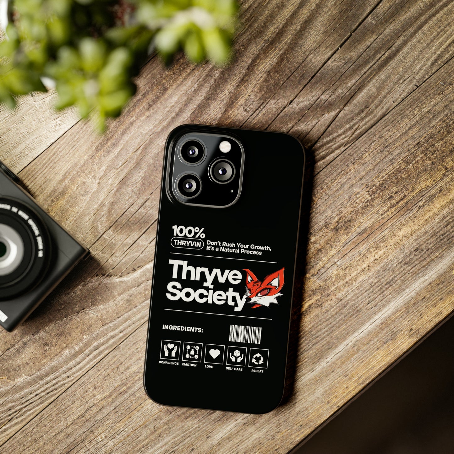 Thryve Black Slim Phone Cases