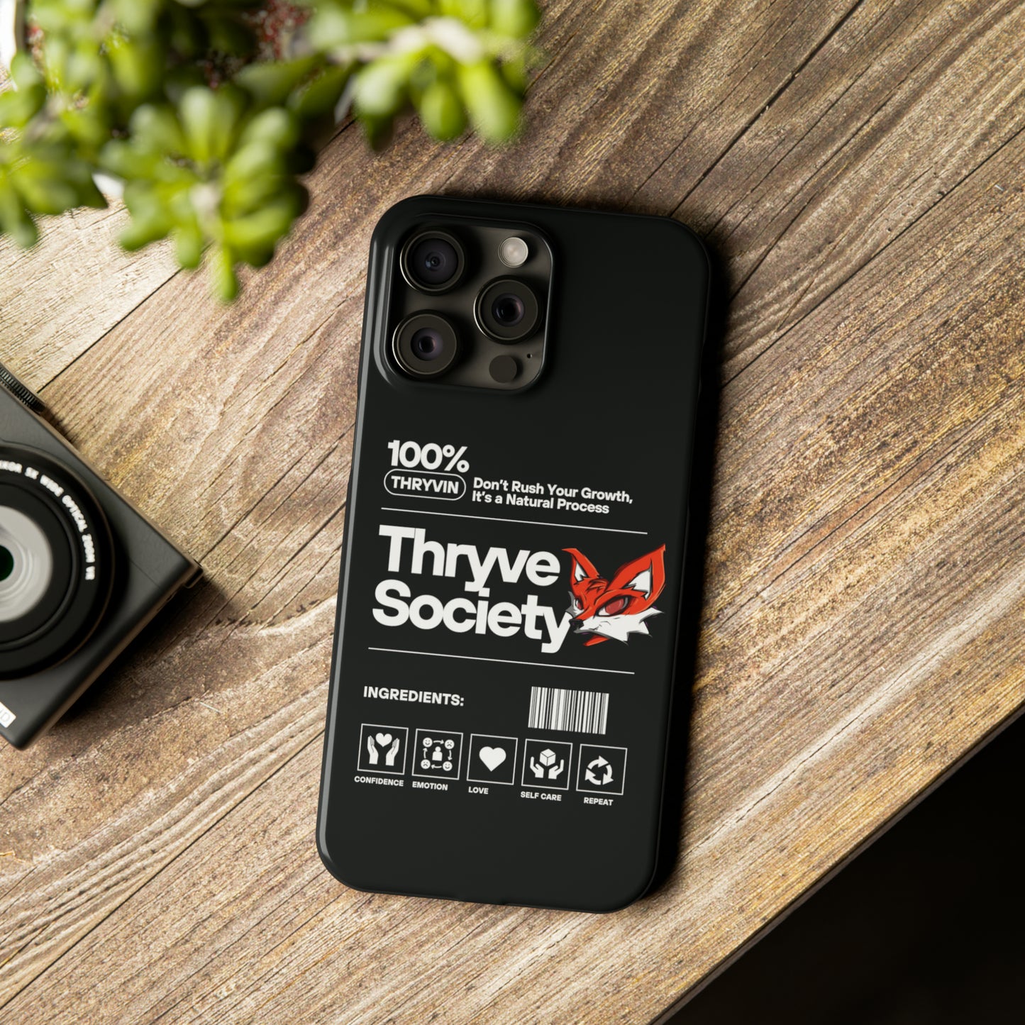 Thryve Black Slim Phone Cases