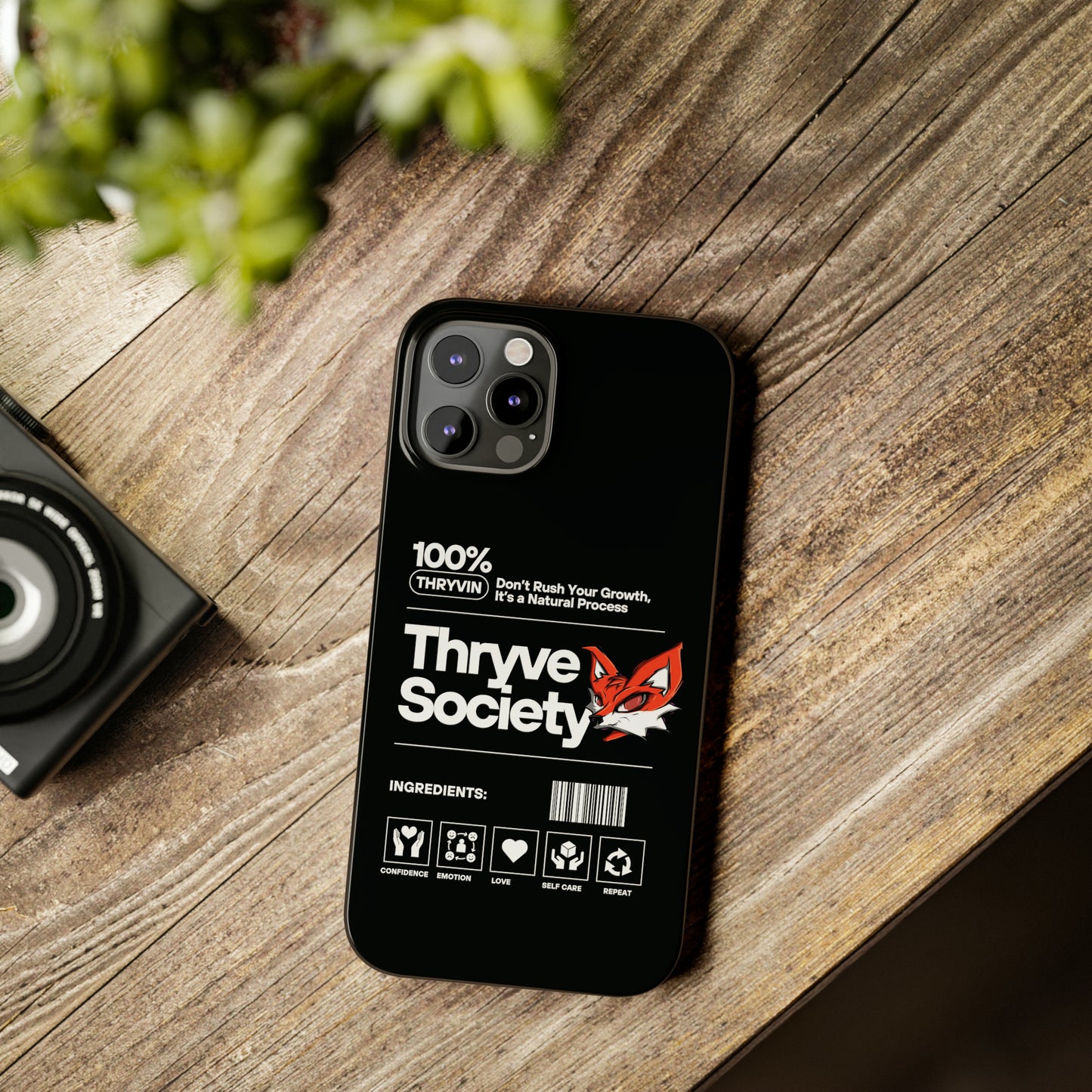 Thryve Black Slim Phone Cases